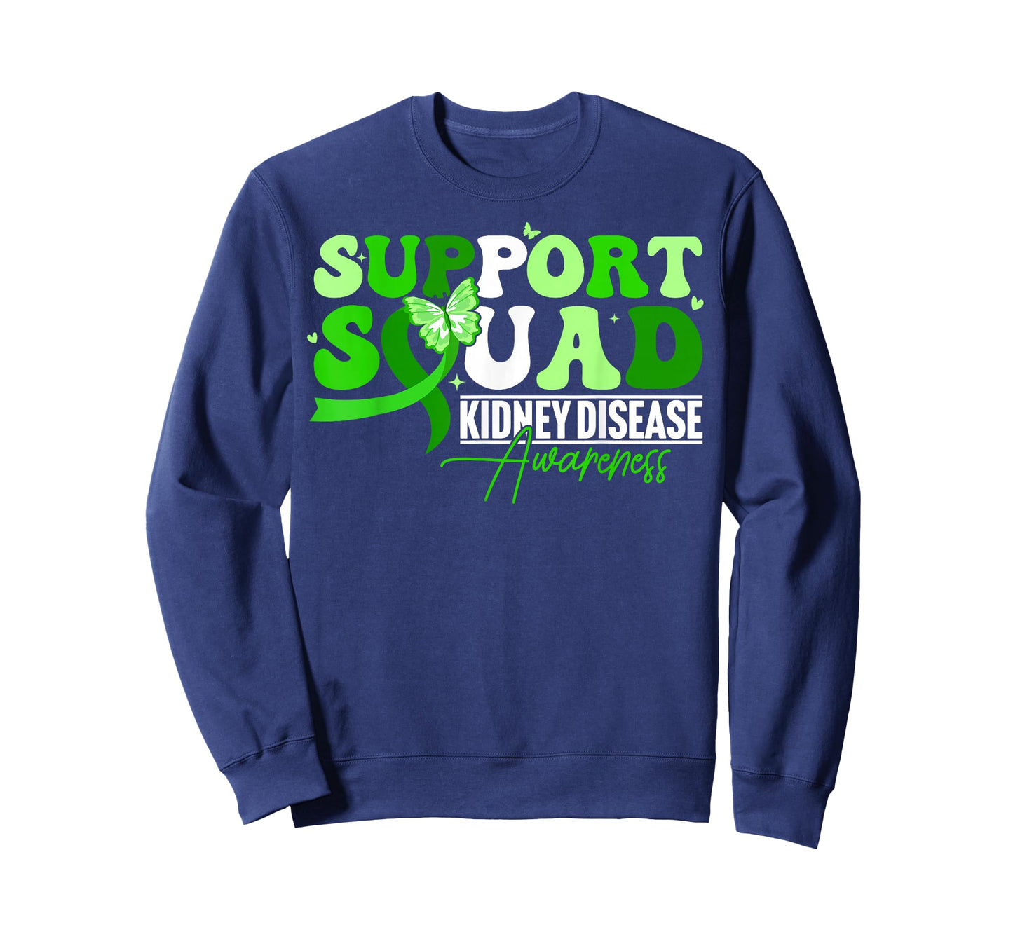 Support Squad Green Butterfly Ribbon Chronic Kidney Disease T-Shirt