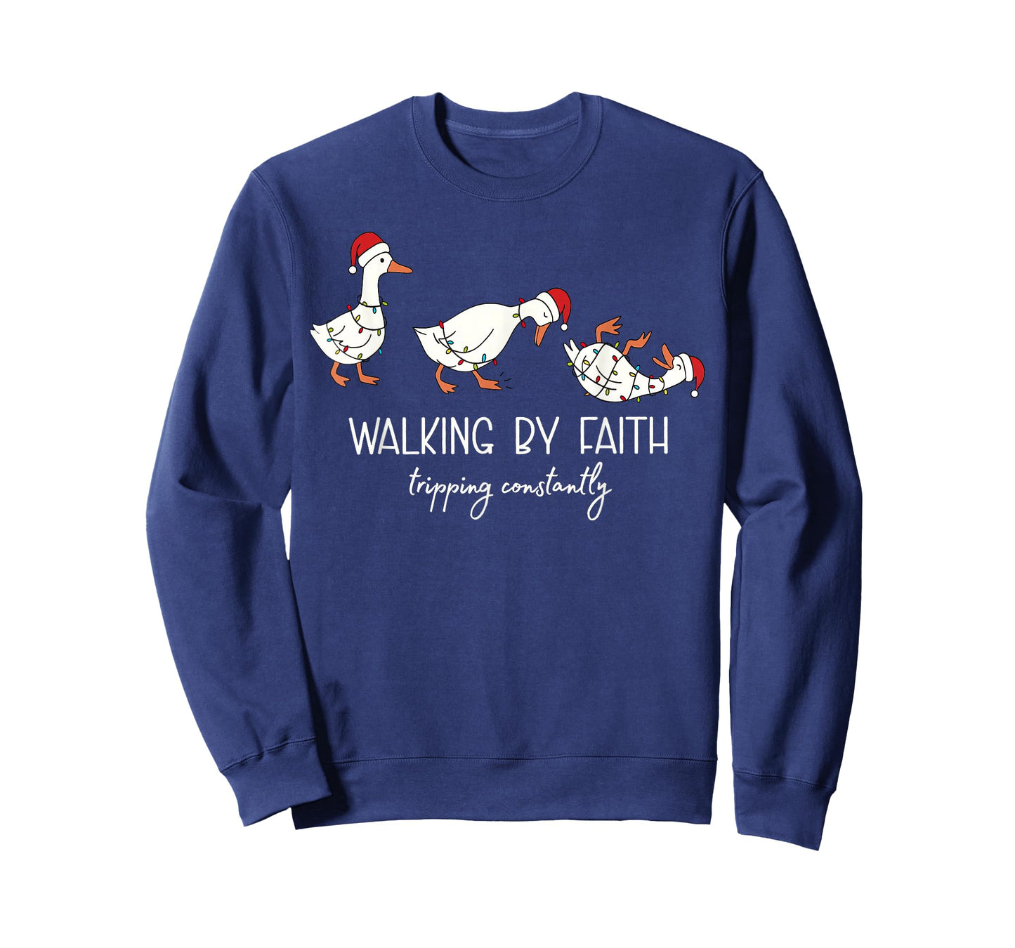 Walking by Faith Tripping Constantly Bible Christmas Goose T-Shirt