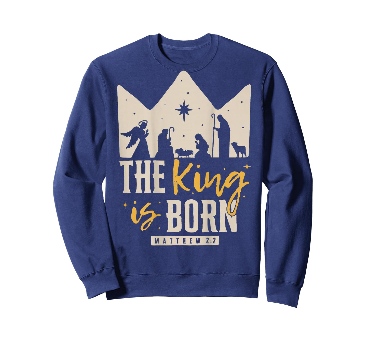Retro Religious Christmas The King is Born Christian T-Shirt