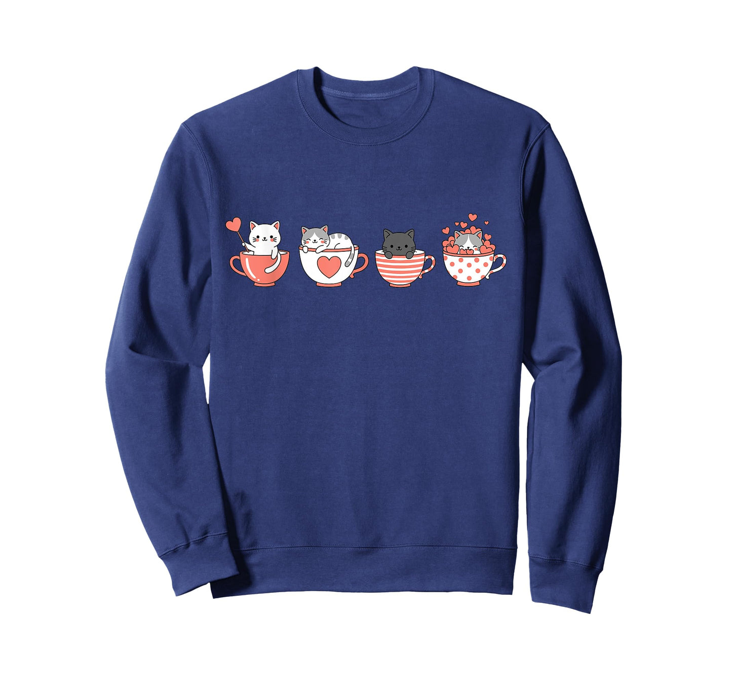 Kawaii Cat Cute Valentine Hearts Teacup Kitty T-Shirt