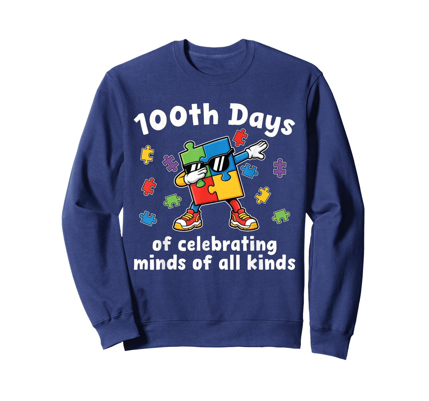 Autism 100 Days of School Teacher Dab Art for Men Women Kids T-Shirt