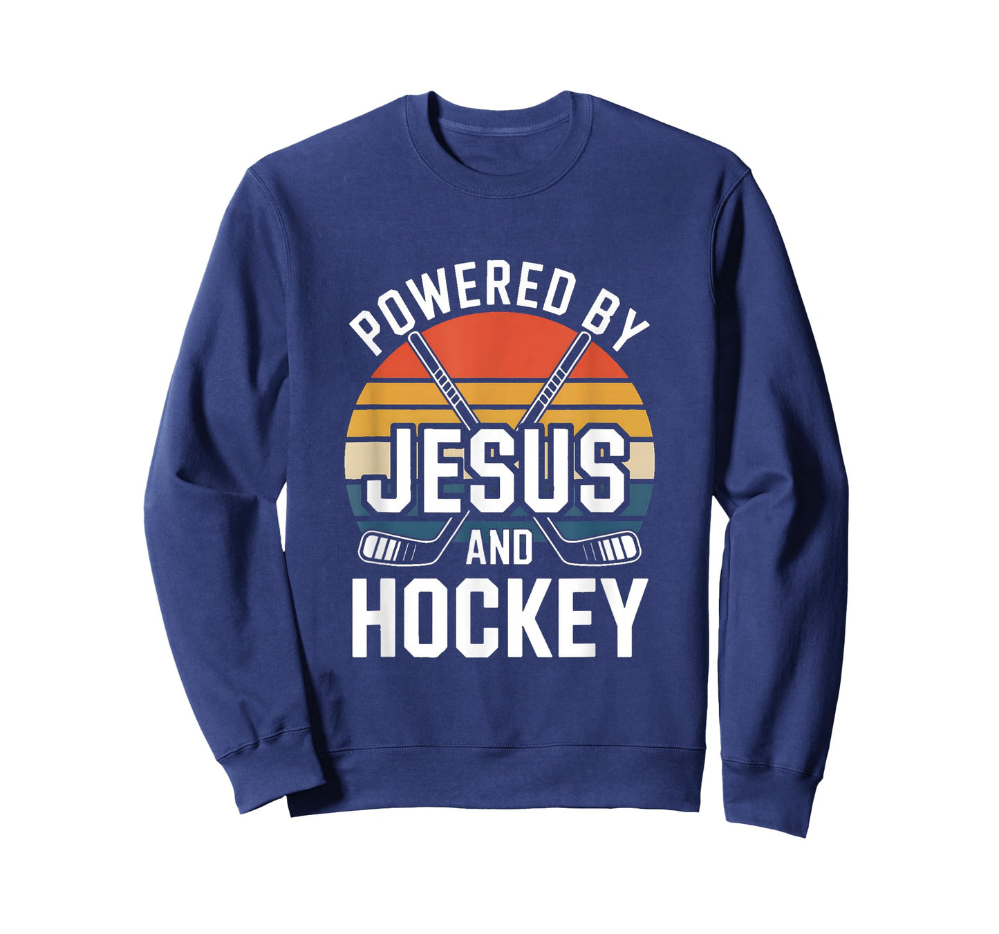 Powered by Jesus and Hockey Christian Ice Hockey T-Shirt