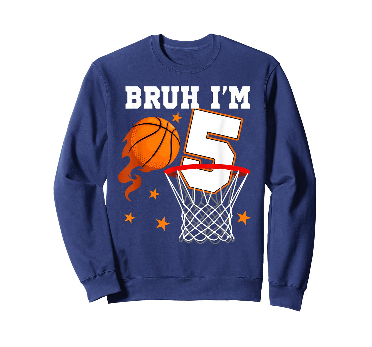 Bruh I'm 5 Year Old Birthday Basketball Themed Party 5th T-Shirt