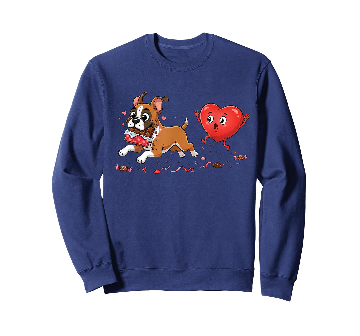 Funny Boxer Dog Heart Chocolate Valentine Womens Mens Kids T-Shirt