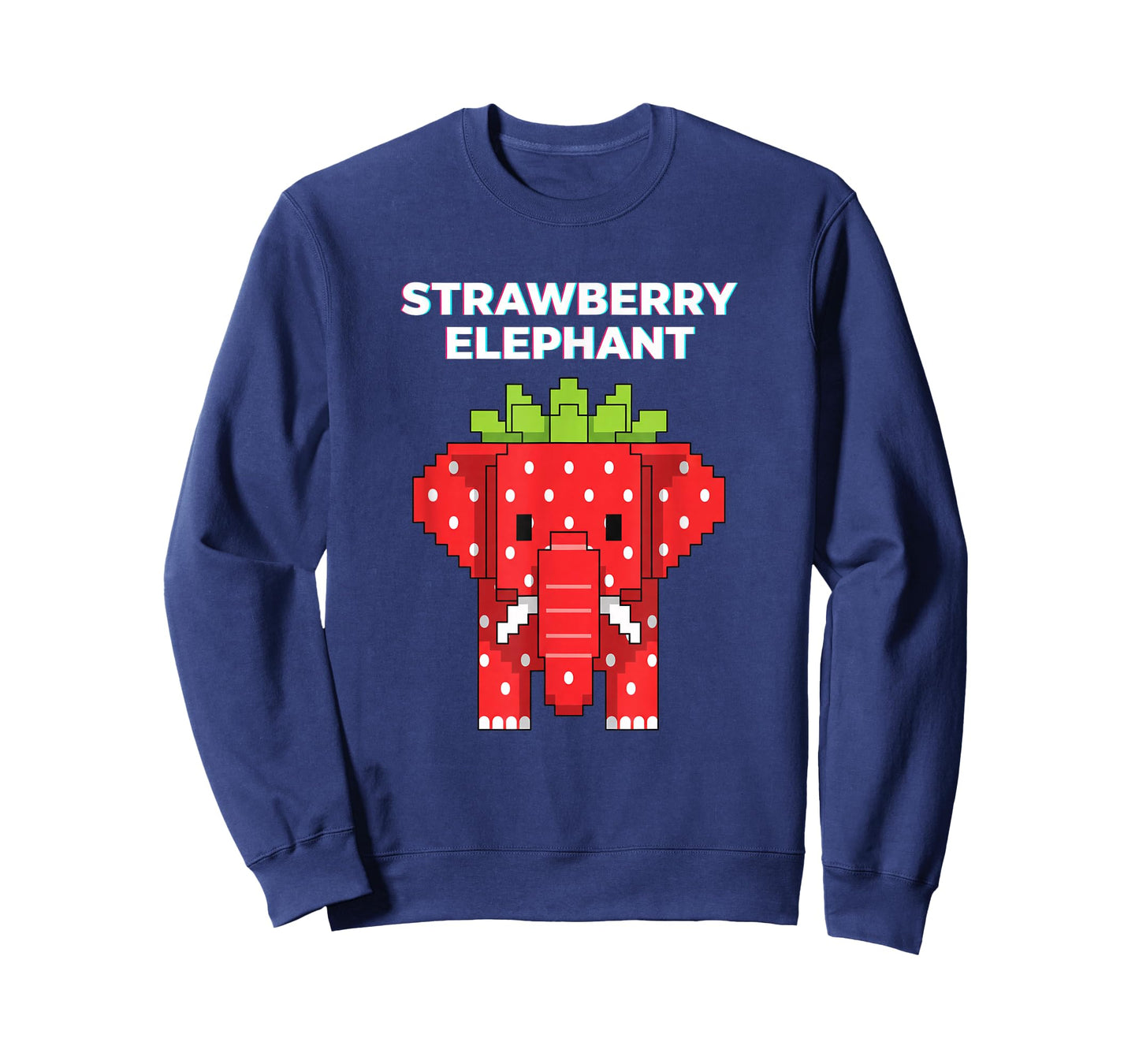 Strawberry Elephant Pixel Art Cute Jungle Animal Funny Kids T-Shirt