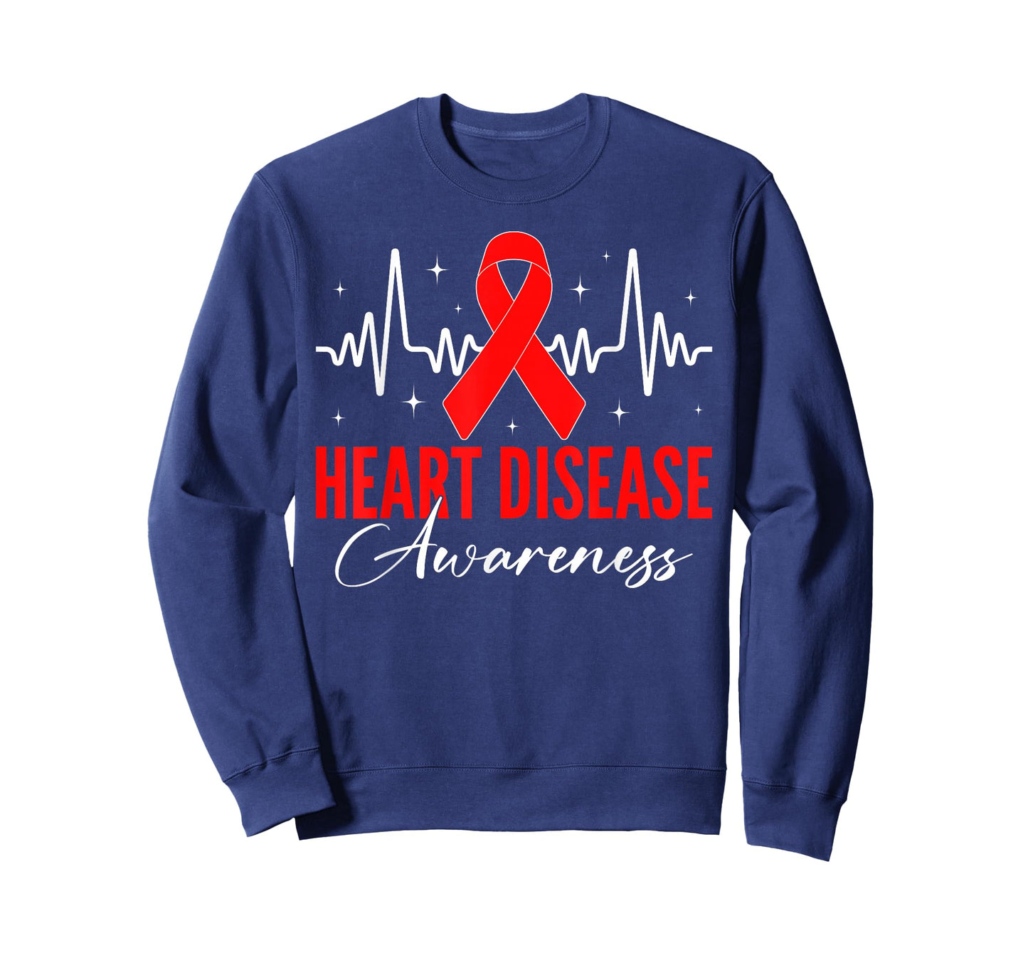 Heart Disease Awareness Day Warriors Red Ribbon Heartbeat T-Shirt