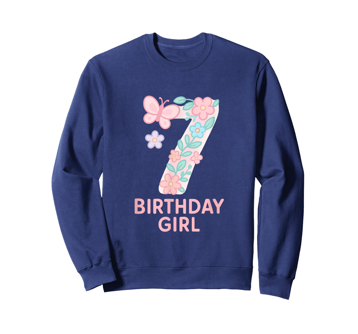 Sweet Floral Number Seven Birthday Girl T-Shirt