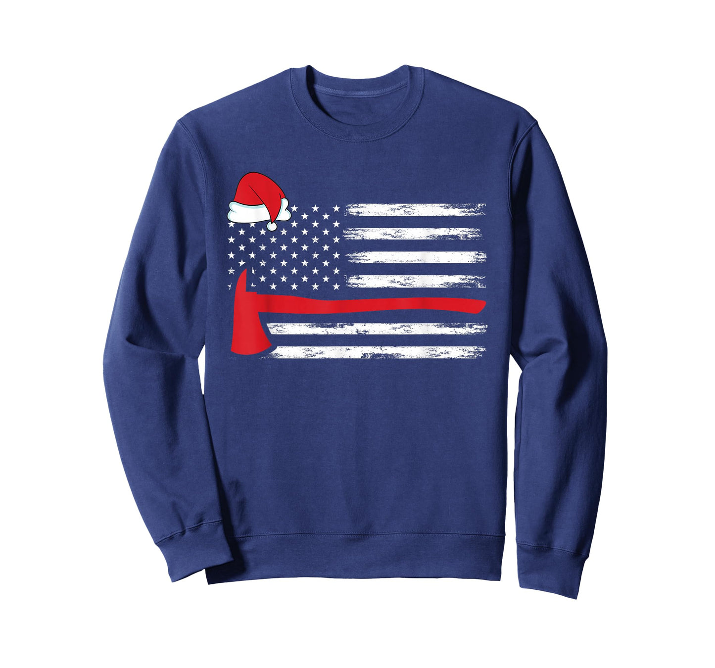 Fireman Santa American Flag Xmas Firefighter Christmas T-Shirt