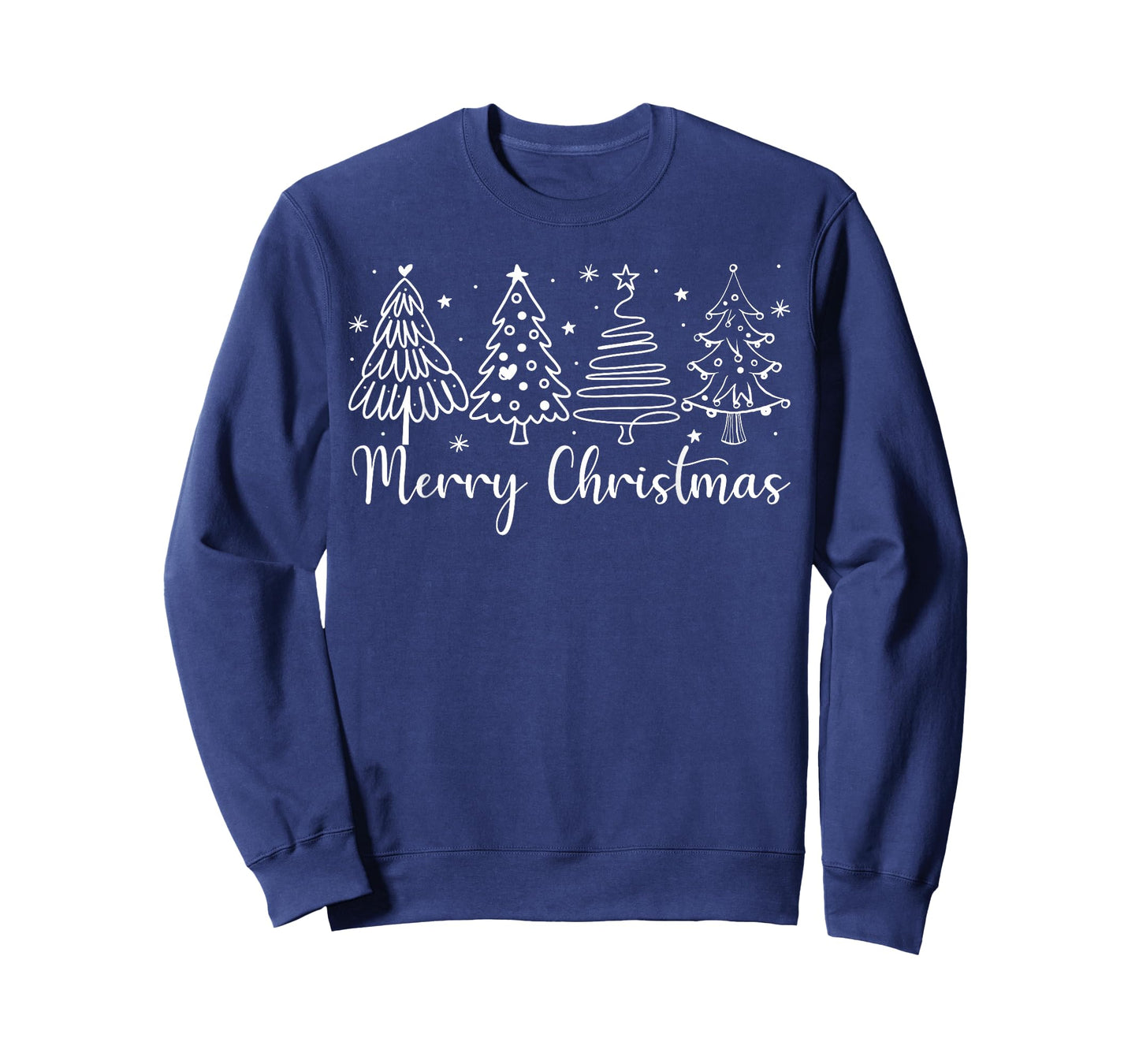 Merry Christmas Outline Xmas Tree for Family Men Women Kids T-Shirt