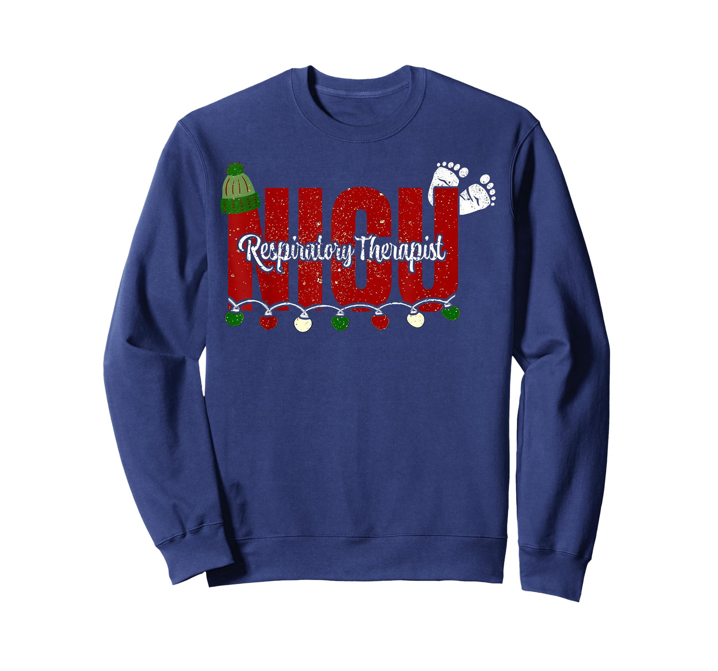 Cute Baby Feet NICU Respiratory Therapist Christmas Lights T-Shirt