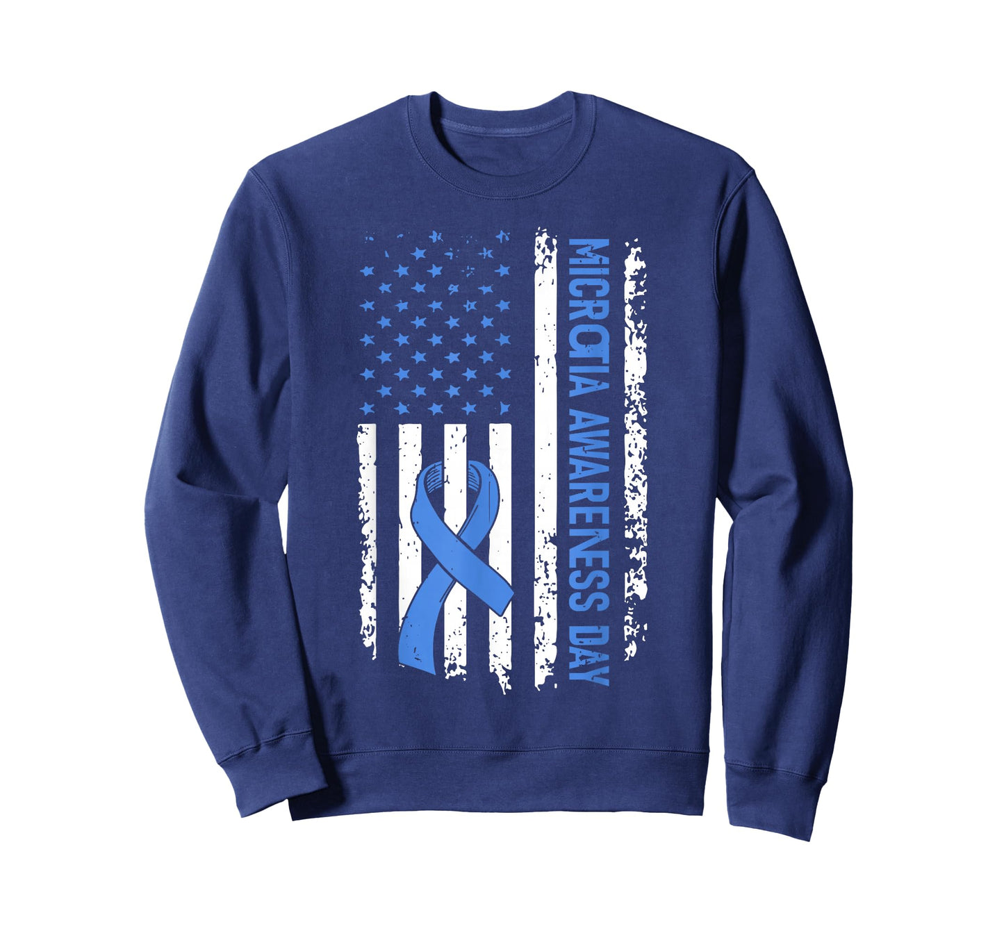 Microtia Awareness Day American Flag Bleu Ribbon T-Shirt