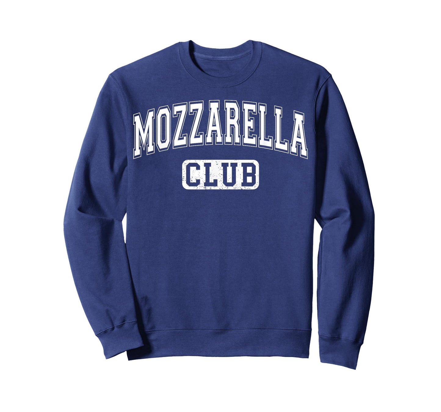 Mozzarella Club Varsity Arched Letters Funny Cheese T-Shirt