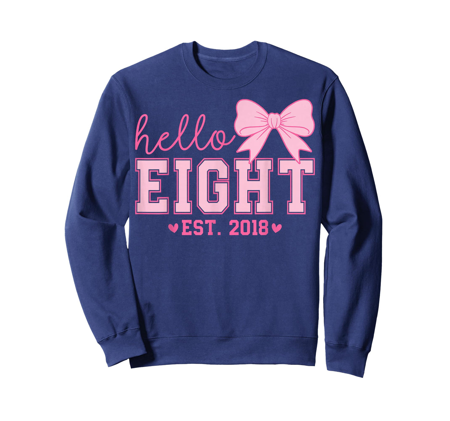 Hello Eight Est 2018 Coquette Bow 8th Birthday Girl T-Shirt