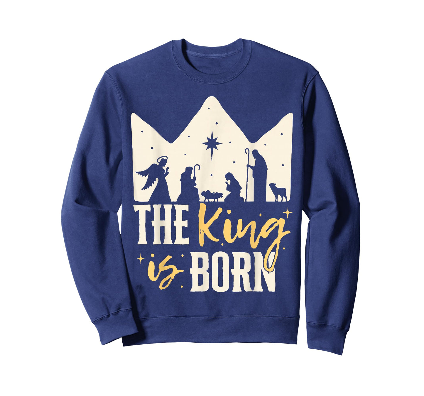 Retro The King is Born Jesus Christ Nativity Scene Christian T-Shirt