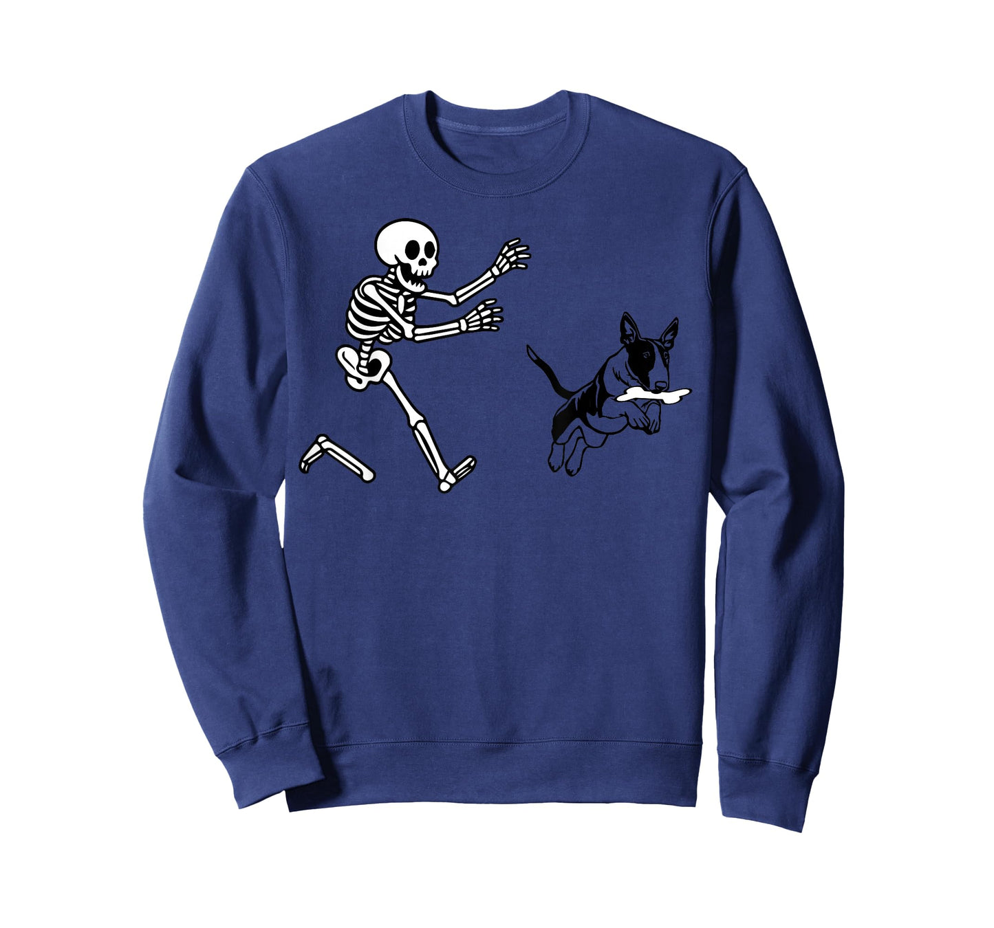 Funny Bull Terrier Running Skeleton Halloween T-Shirt