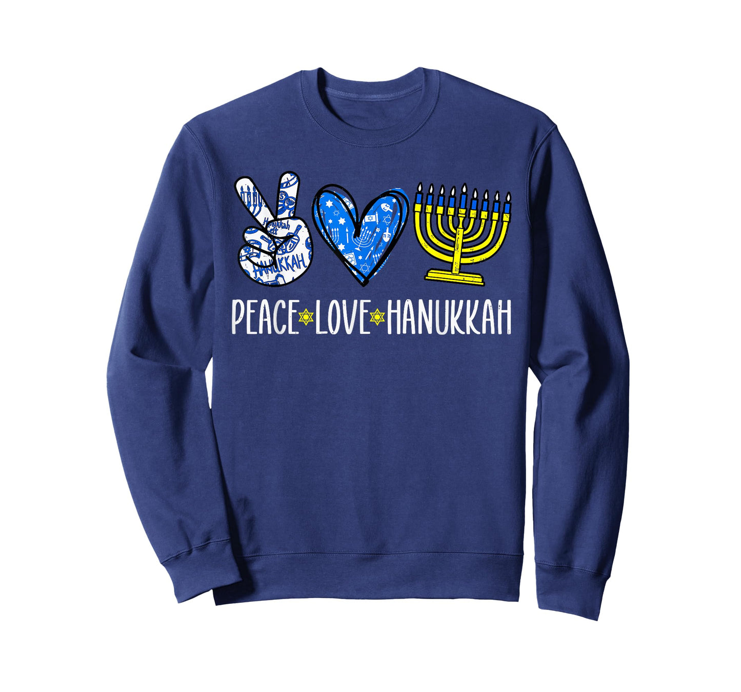 Peace Love Hanukkah Jewish Menorah Chanukah Womens Girl Kids T-Shirt