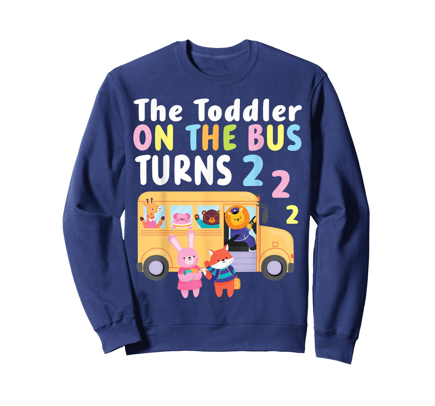 The Toddler On The Bus Turns Two Years Cute Animal Birthday T-Shirt