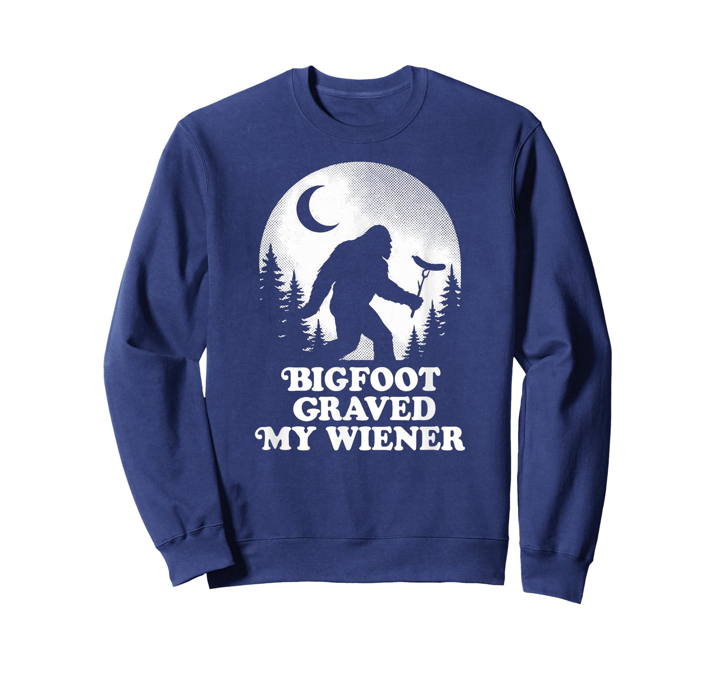 Funny Bigfoot Grabbed My Wiener Retro Sasquatch Moon T-Shirt