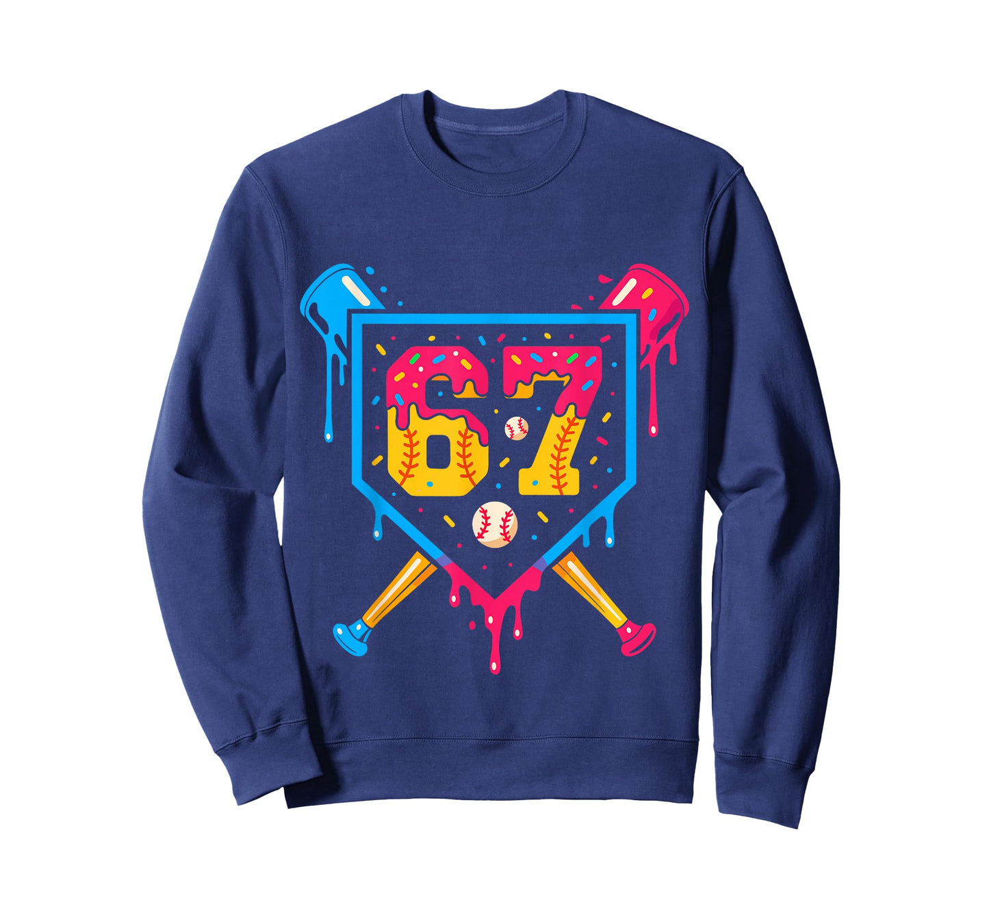 Baseball Ice Cream Drip Number 67 Player 67th Birthday T-Shirt