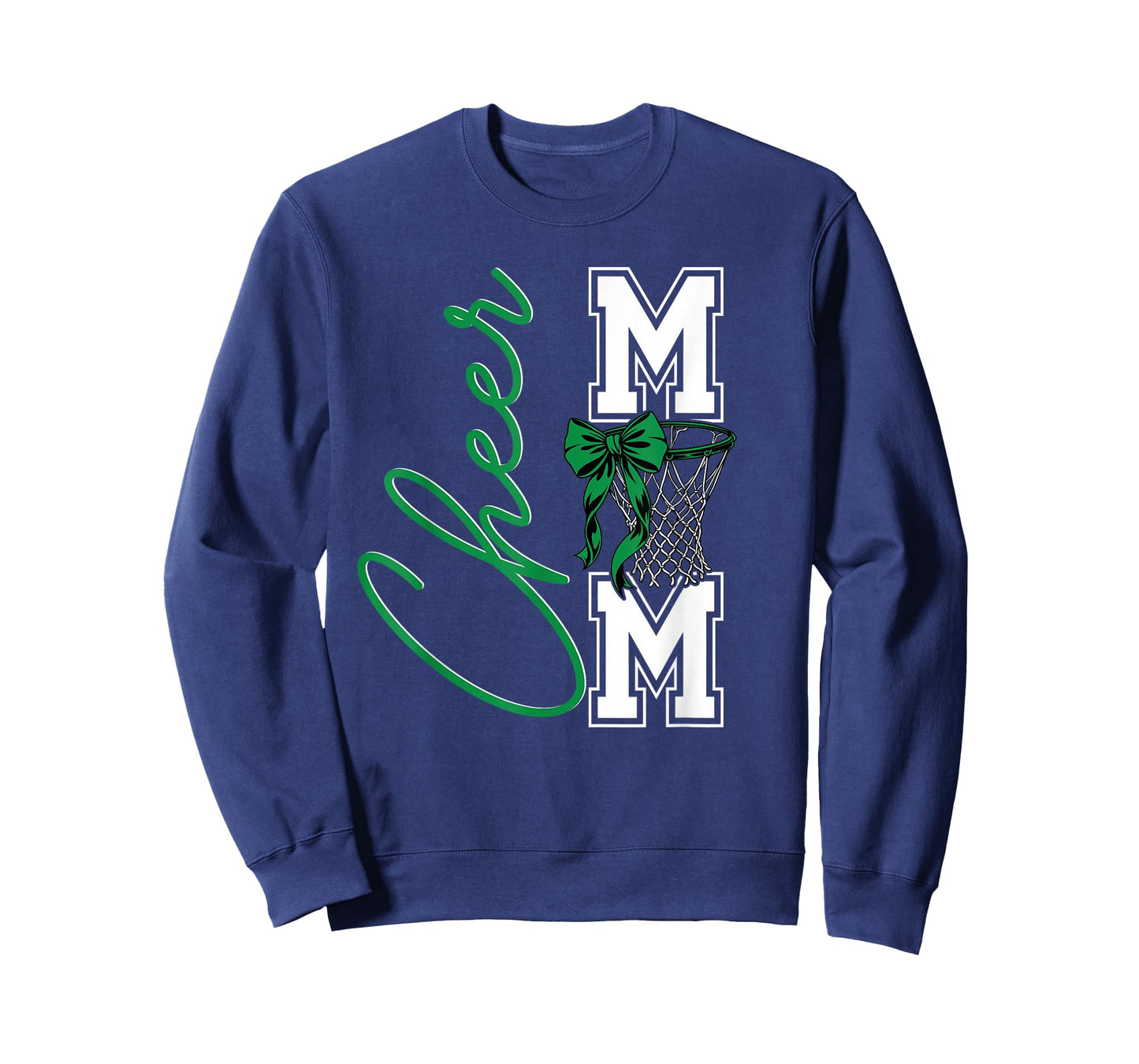 Basketball Game Cheerleading Sport Cheer Mom Mama Bow Green T-Shirt