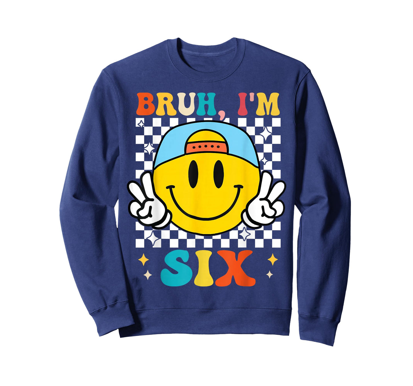 Bruh I'm Six 6 6th Birthday Groovy Boys Girls 6 Years Old T-Shirt