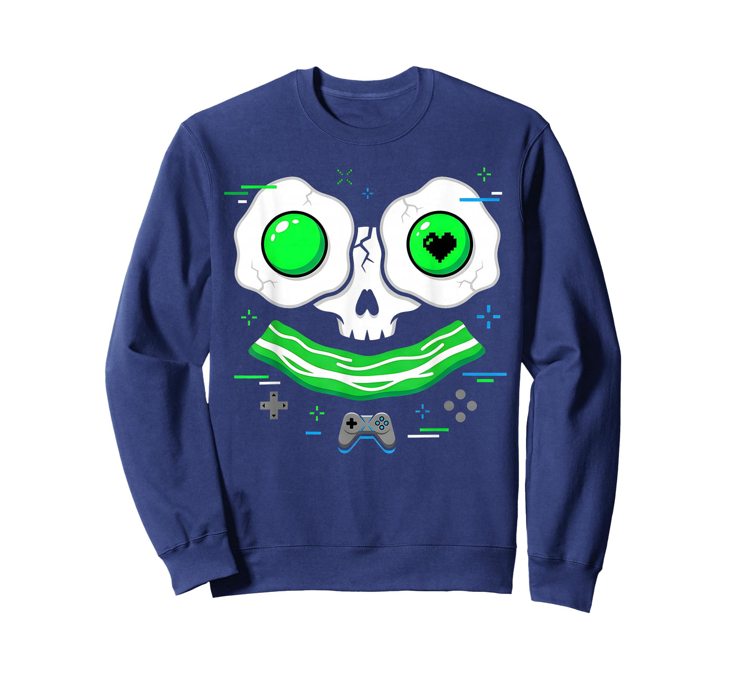 Green Face Eggs and Bacon Ham Breakfast St Patricks Gamer T-Shirt