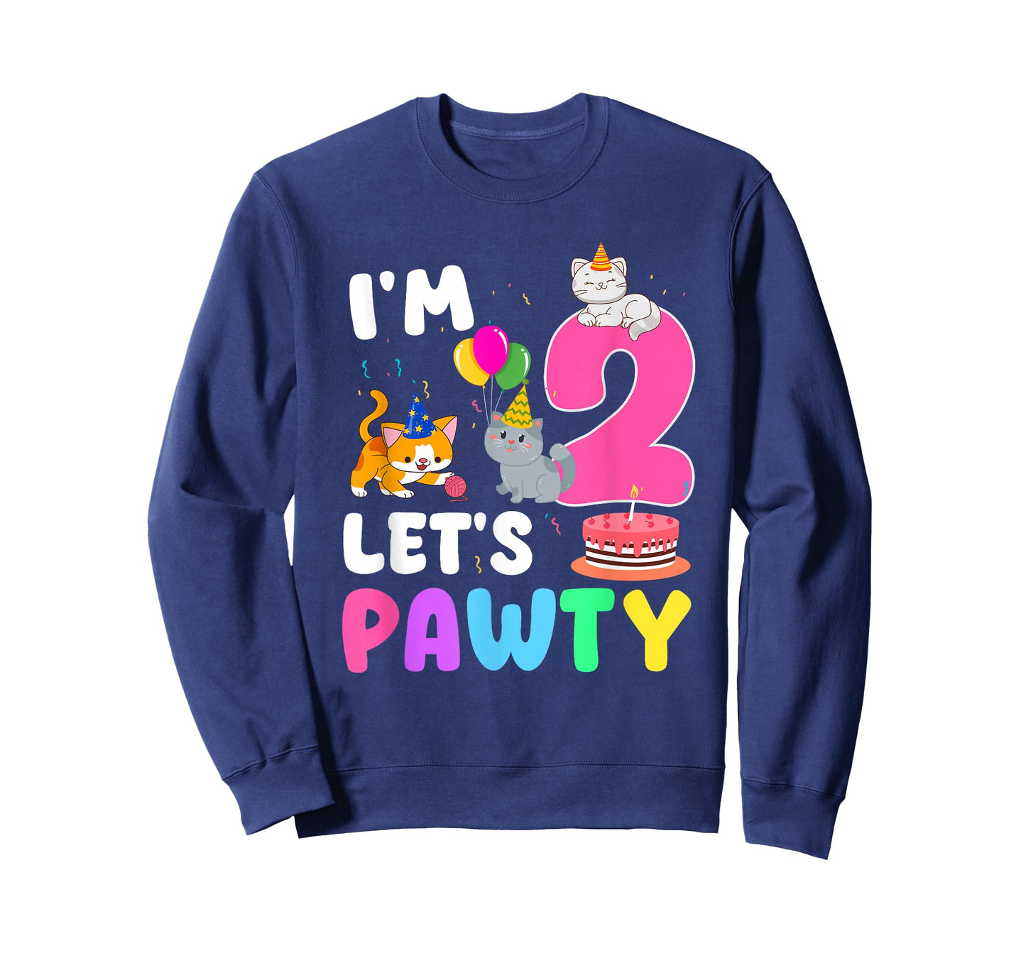 I'm 2 Let's Pawty 2 Year Old Birthday Girl Cat Theme Party T-Shirt
