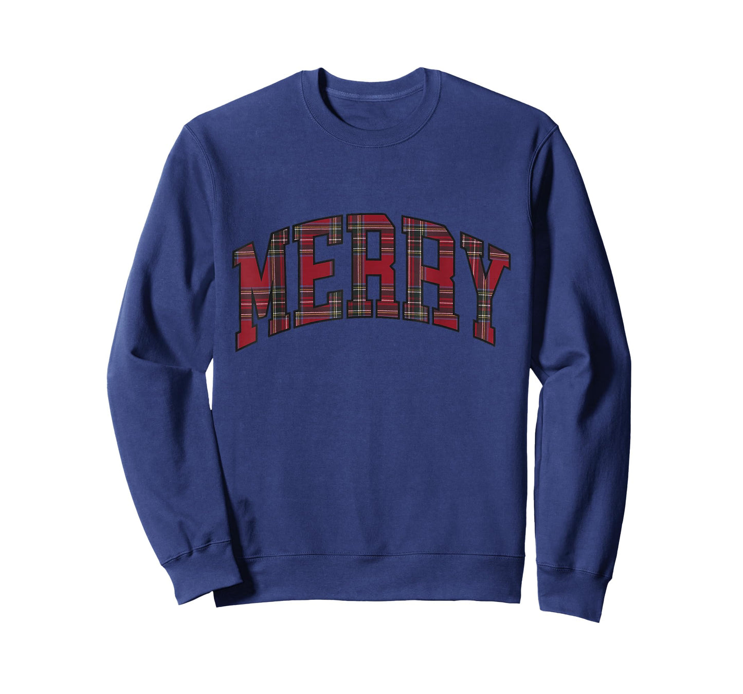 Merry Christmas Plaid Tartan Varsity Block Letter Women Kids T-Shirt