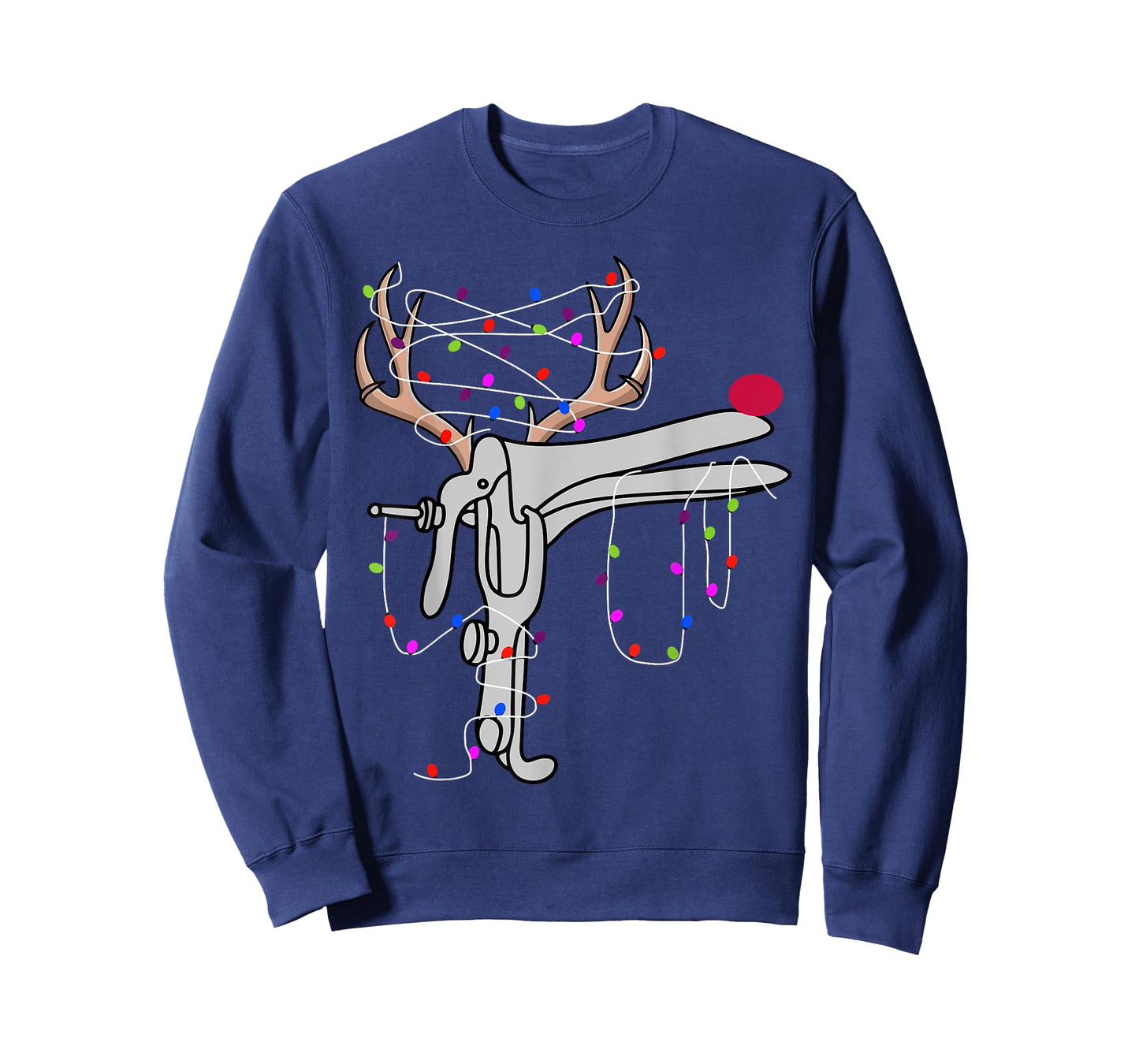 Reindeer Speculum Nurse Funny Christmas Xmas Lights Holiday T-Shirt