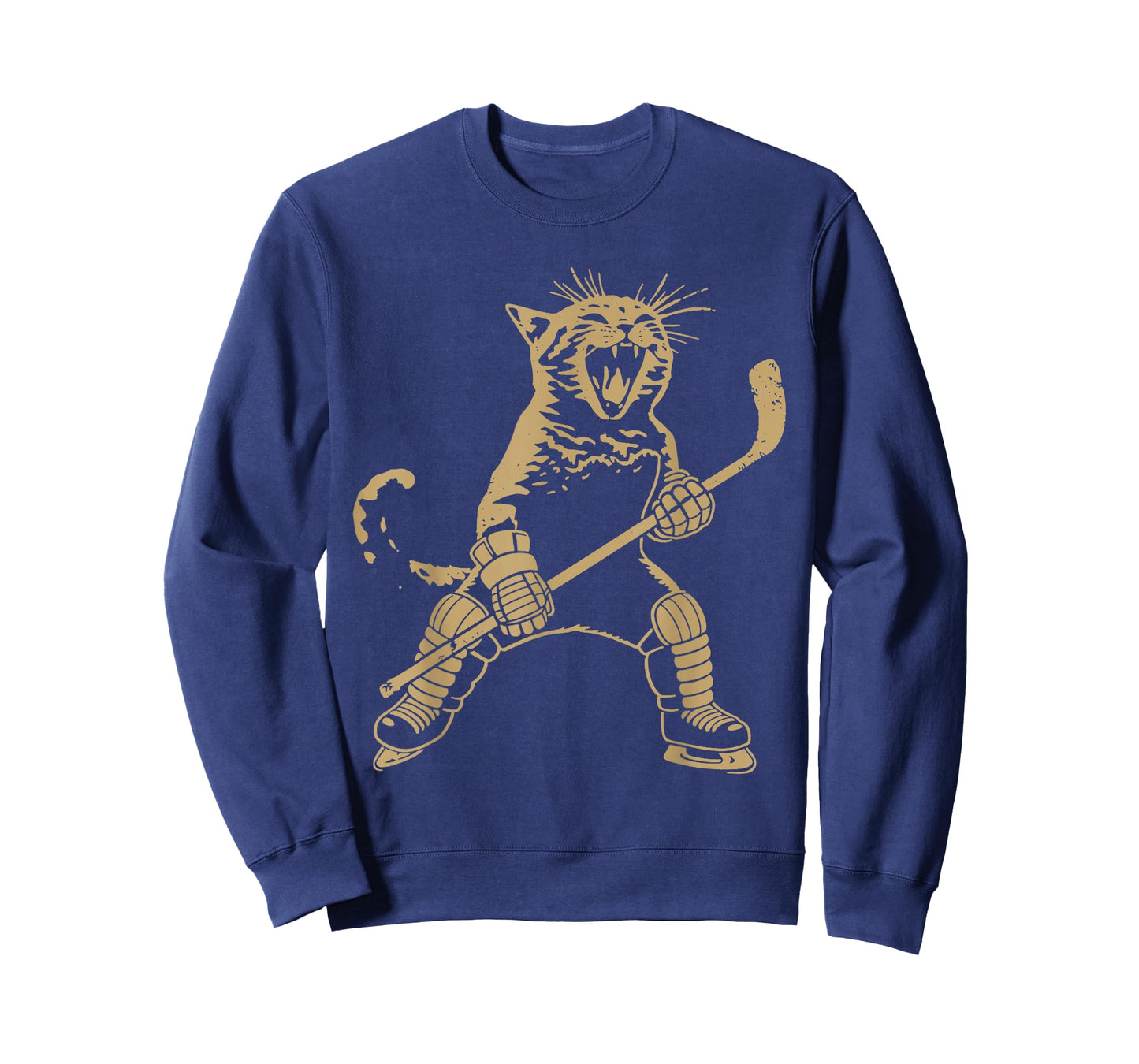 Cat Playing Hockey On Ice Fun Sports Cat Fan Vintage Design T-Shirt