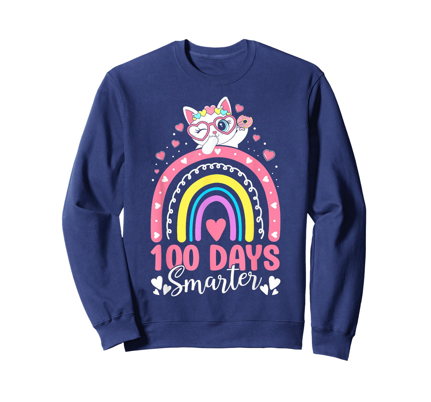 100 Days of School Kids Kitten Cat 100th Day of School Girls T-Shirt