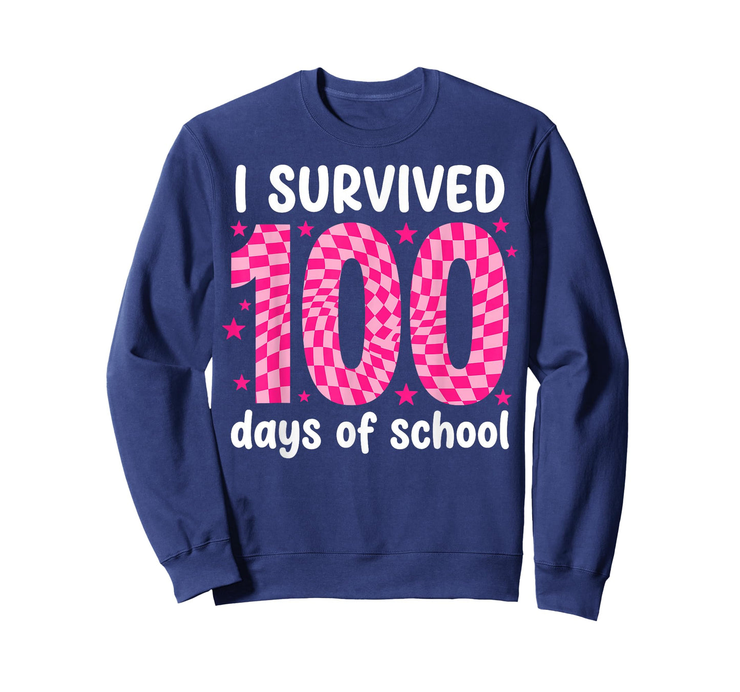 100 Days of School Pink Groovy Checkered Preppy Retro T-Shirt