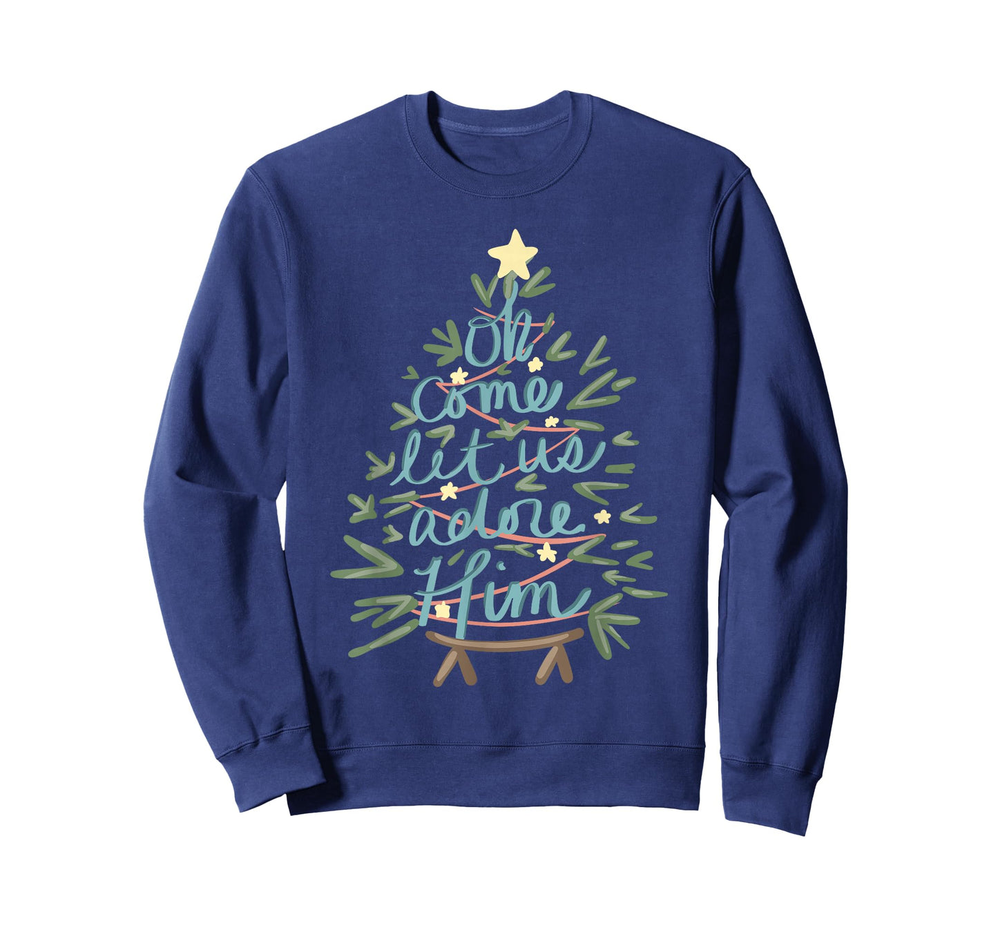 Vintage O Come All Ye Faithful Religious Christian Xmas Tree T-Shirt