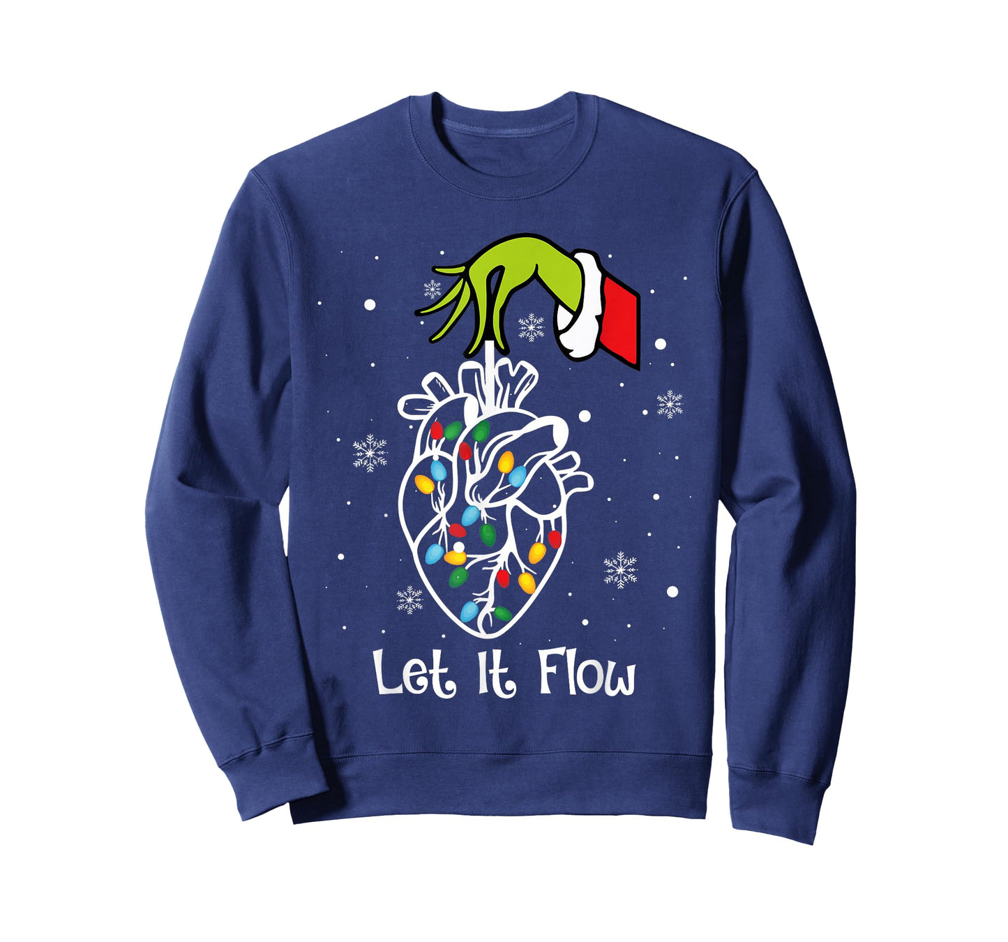 Funny Let It Flow Anatomy Heart Cardiac Nurse Santa Hat Xmas T-Shirt
