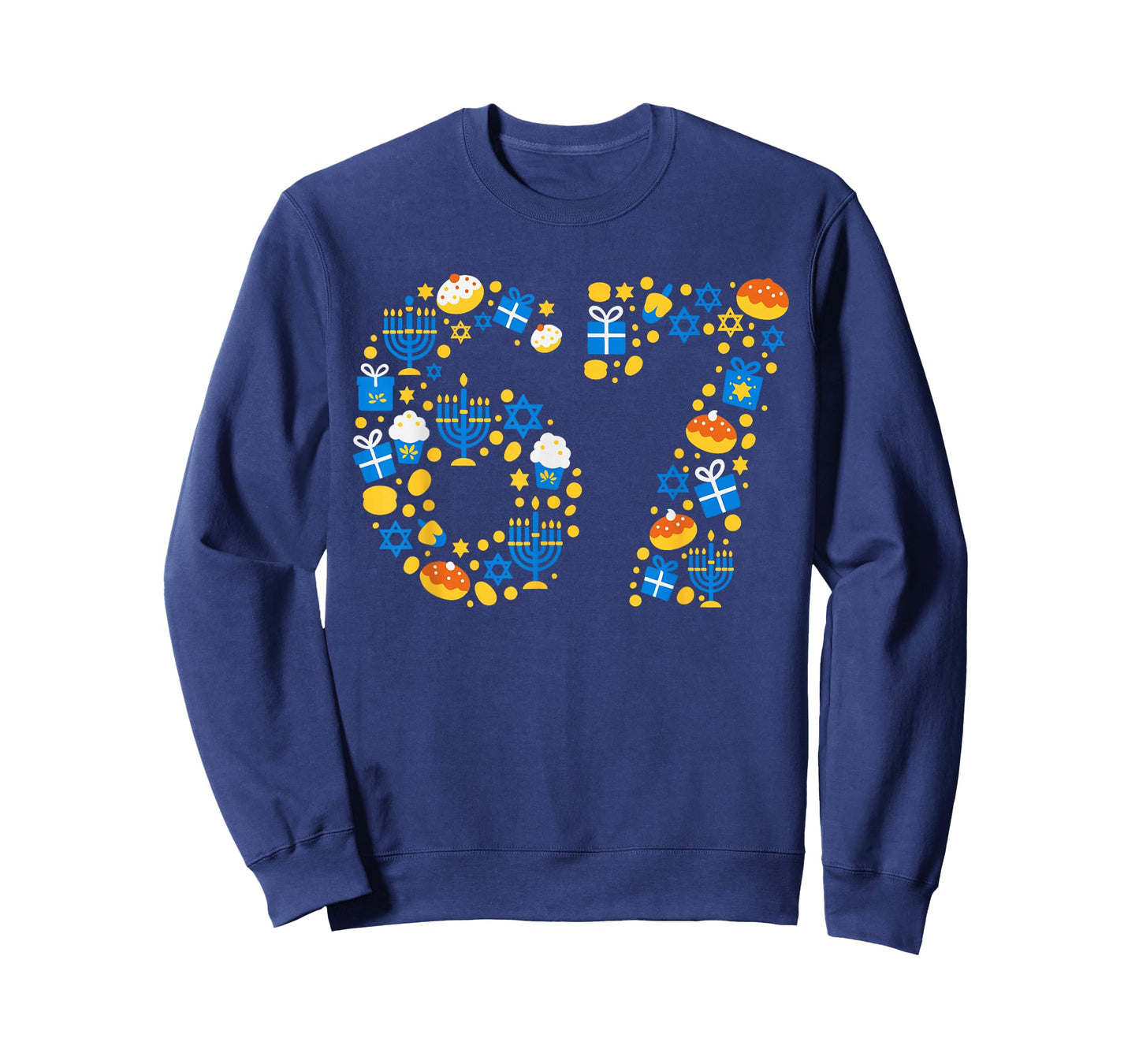 Hanukkah 67 Six Seven Meme Jewish Menorah Chanukah Pajama T-Shirt
