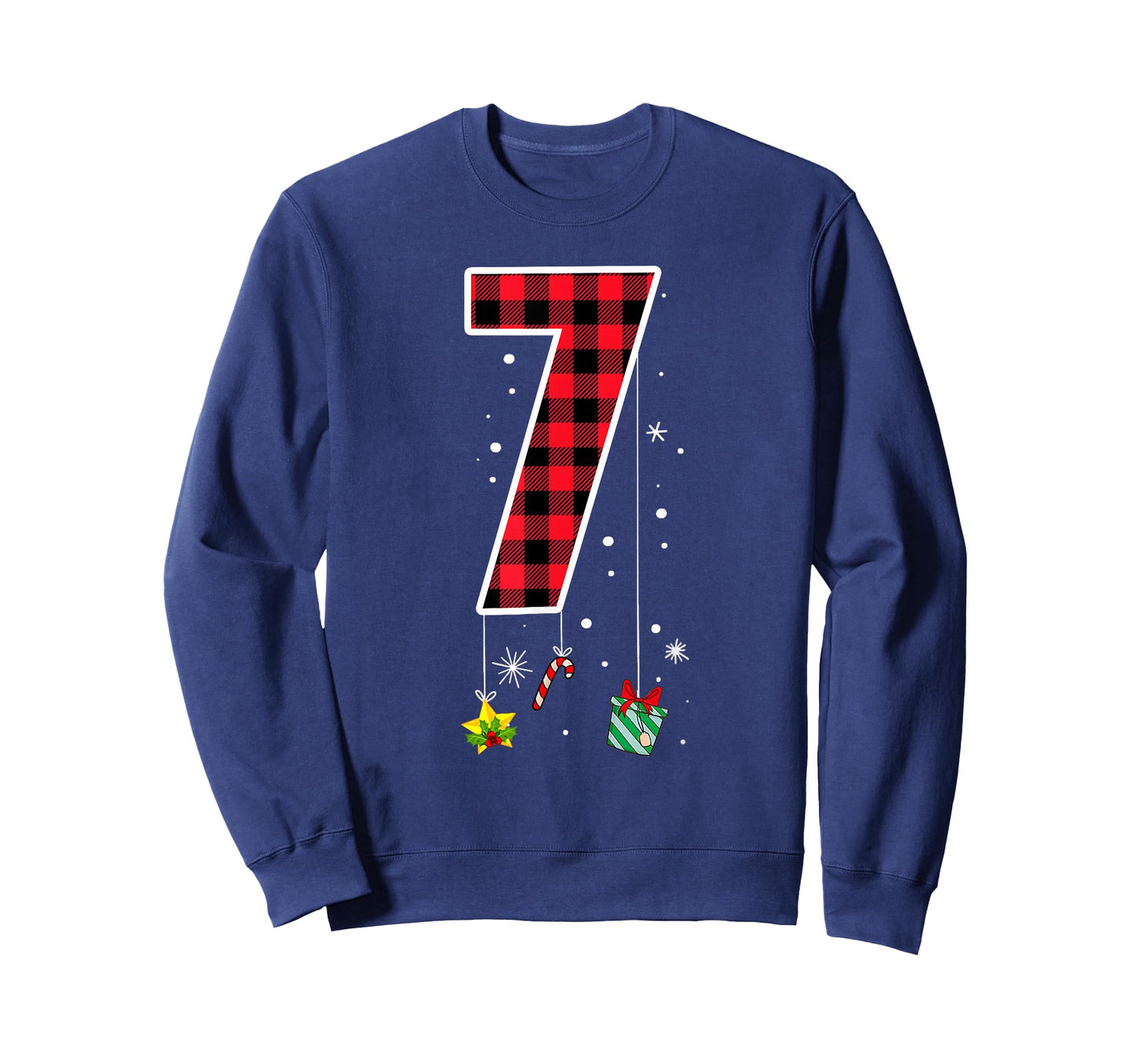 Number 7 Funny Meme Saying 6 7 Six Seven Christmas Red Plaid T-Shirt