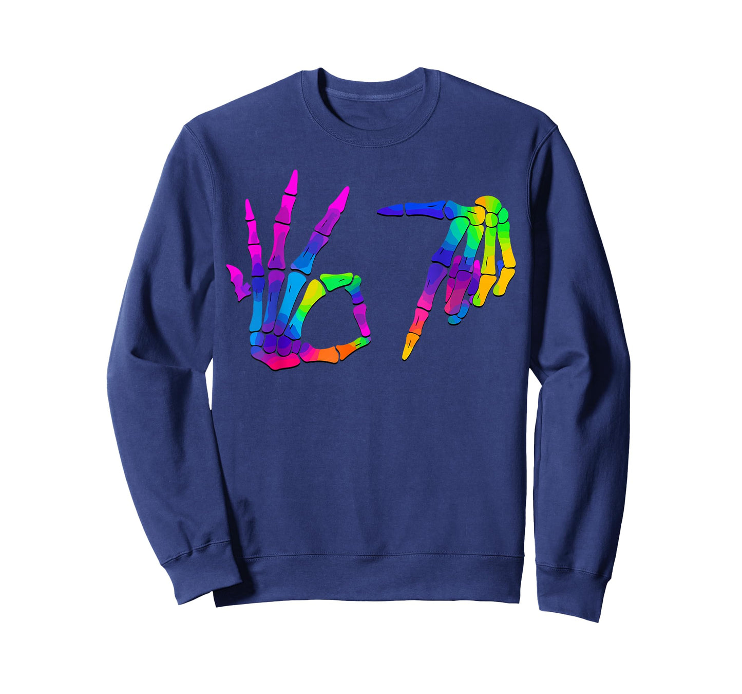 Six Seven 6 7 Meme 67 Skeleton Hand Halloween Costume T-Shirt