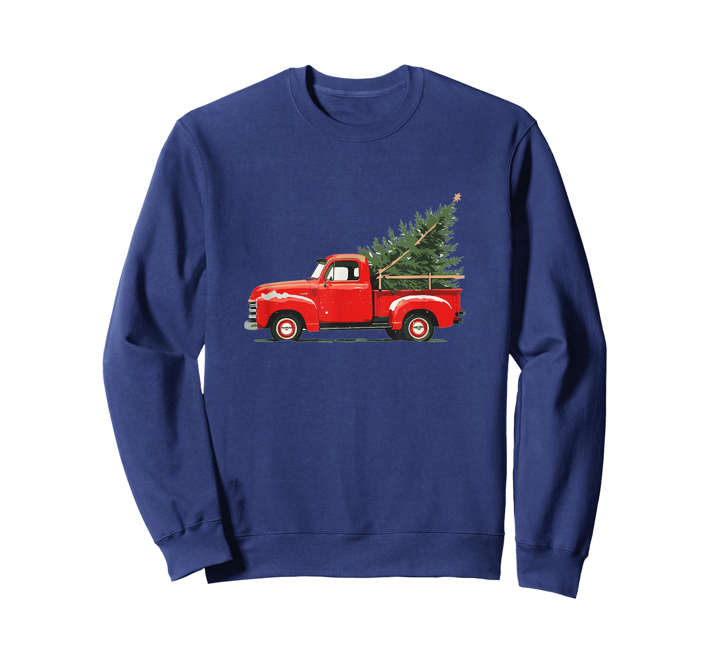 Red Vintage Truck with Tree Retro Christmas Style T-Shirt