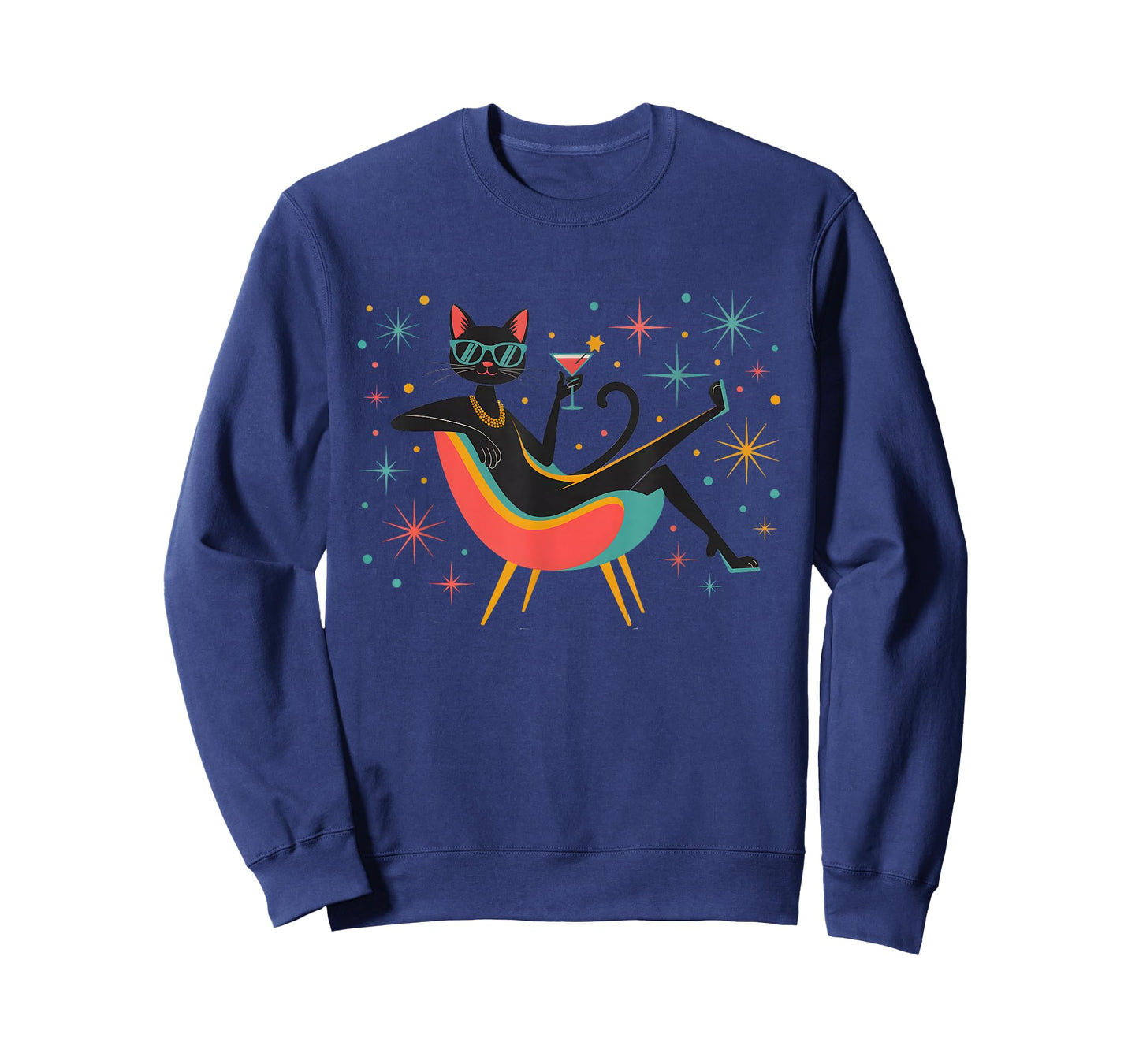 Midcentury Mid Century Cat Retro Atomic Age 50s 60s Cats Art T-Shirt