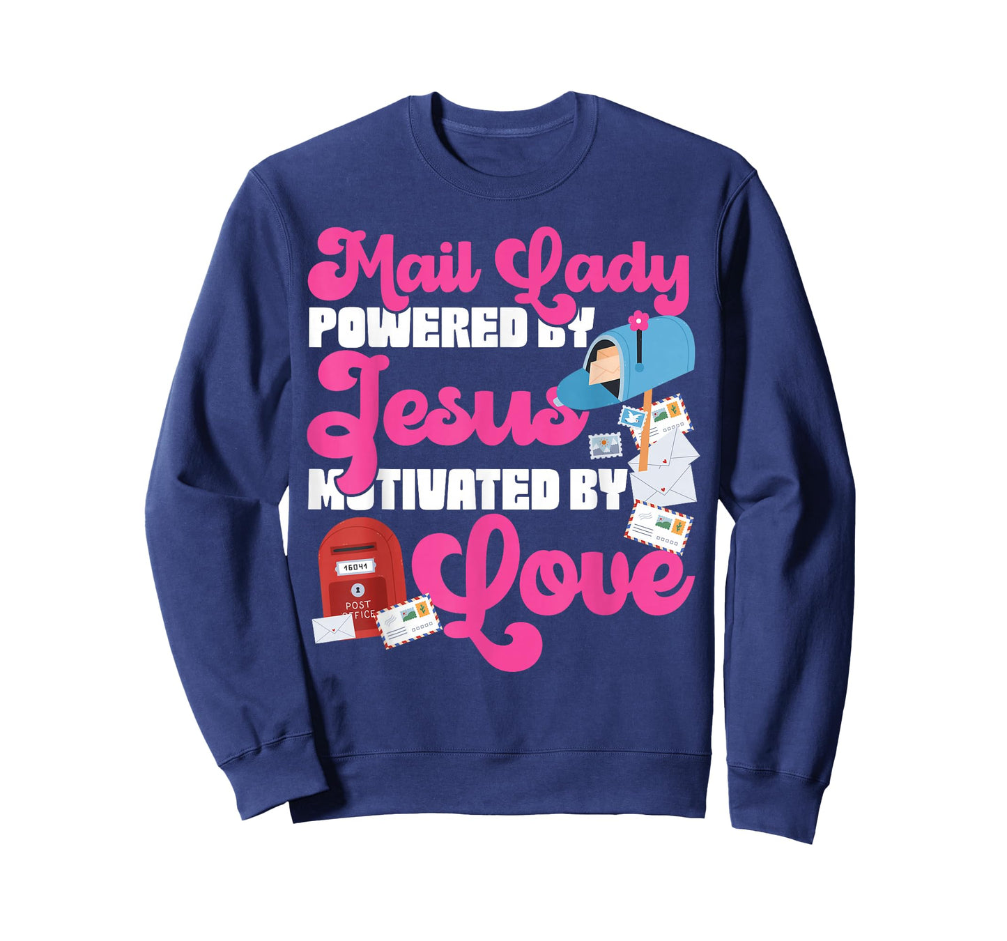 Postman Mailman Jesus Faith Christian Mail Lady Powered by T-Shirt