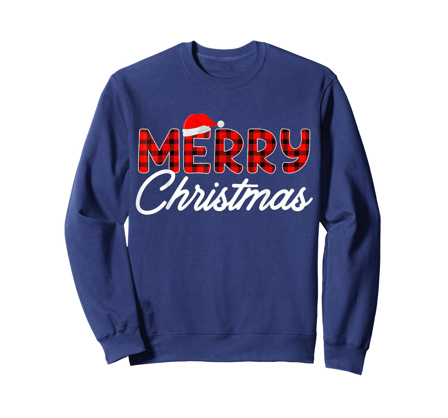 Merry Christmas Buffalo Plaid Red Santa Hat Xmas Pajamas T-Shirt