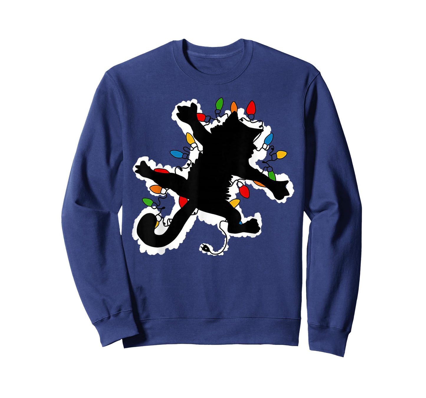 Funny Pussy-cat from Christmas Vacation Frieds Black U-Neck T-Shirt