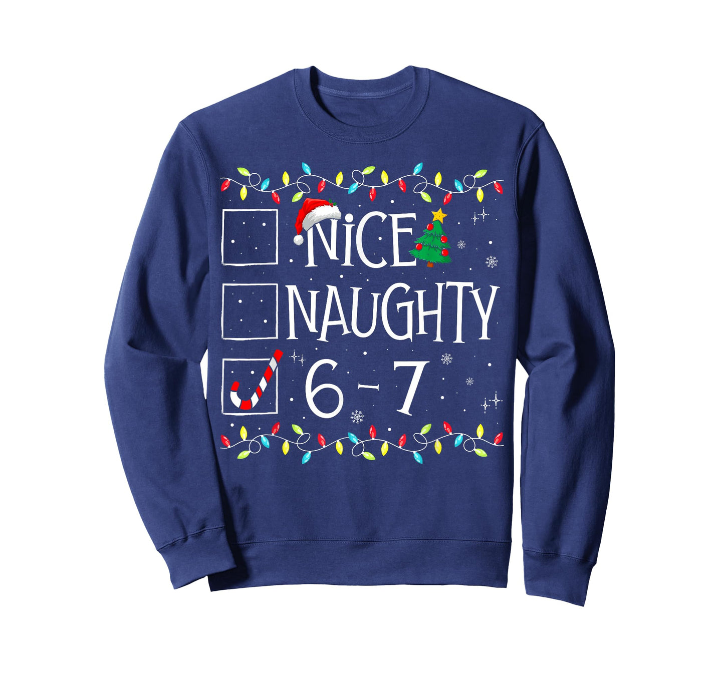 6-7 Meme Nice Naughty 67 Christmas Brain Rot Funny Graphic T-Shirt