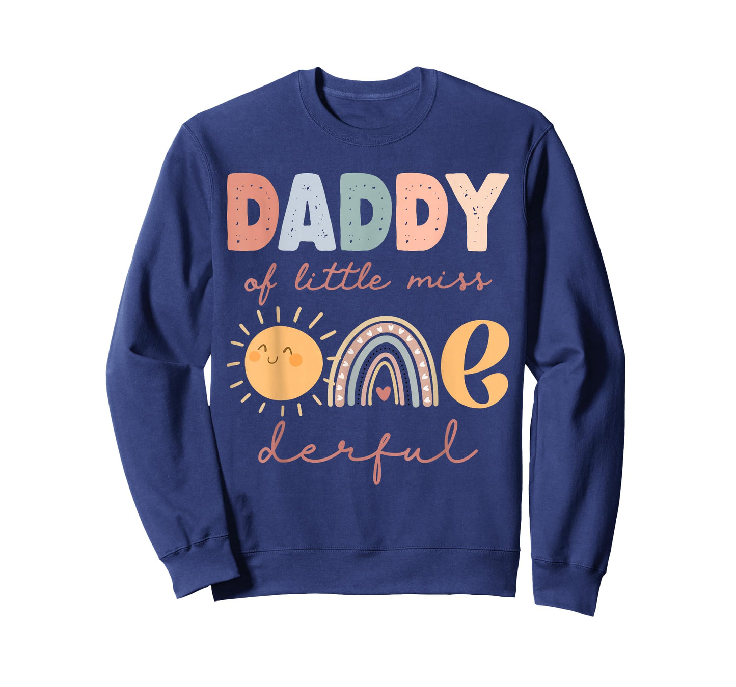 Daddy of Little Miss Onederful First Birthday Boho Rainbow T-Shirt