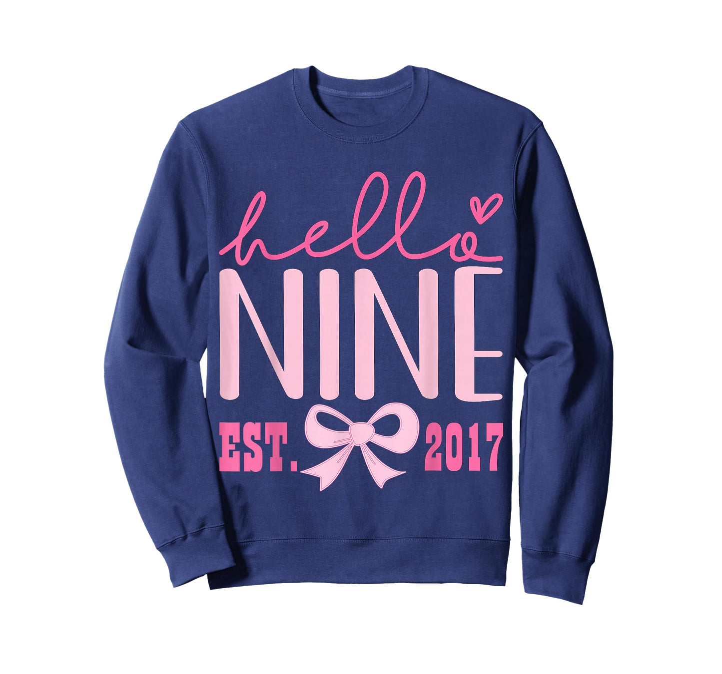 Hello Nine Est 2017 Cute Coquette Bow 9th Birthday Girls T-Shirt