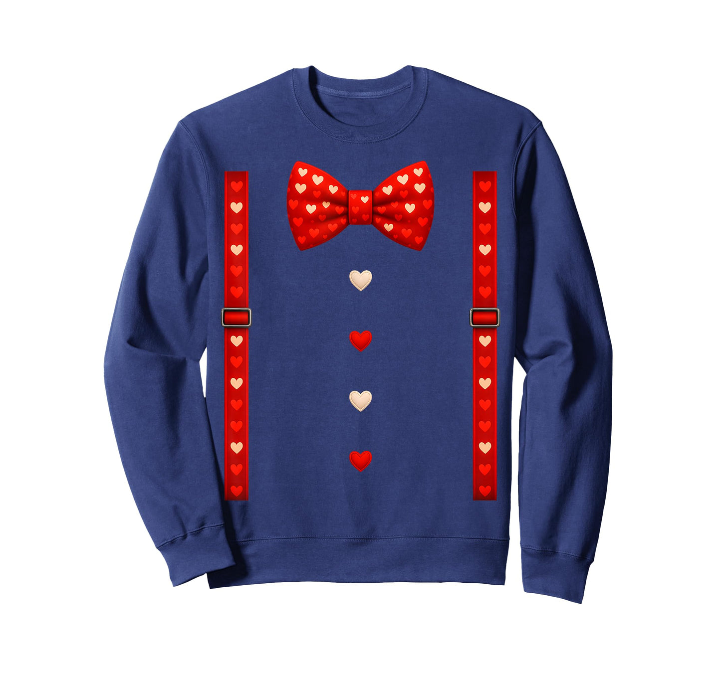 Valentine Red Hearts Bow Tie Suspenders Costume Mens Boys T-Shirt