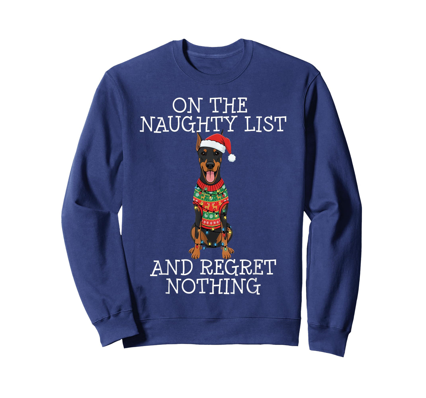 Funny Christmas Doberman Pinscher Naughty List T-Shirt