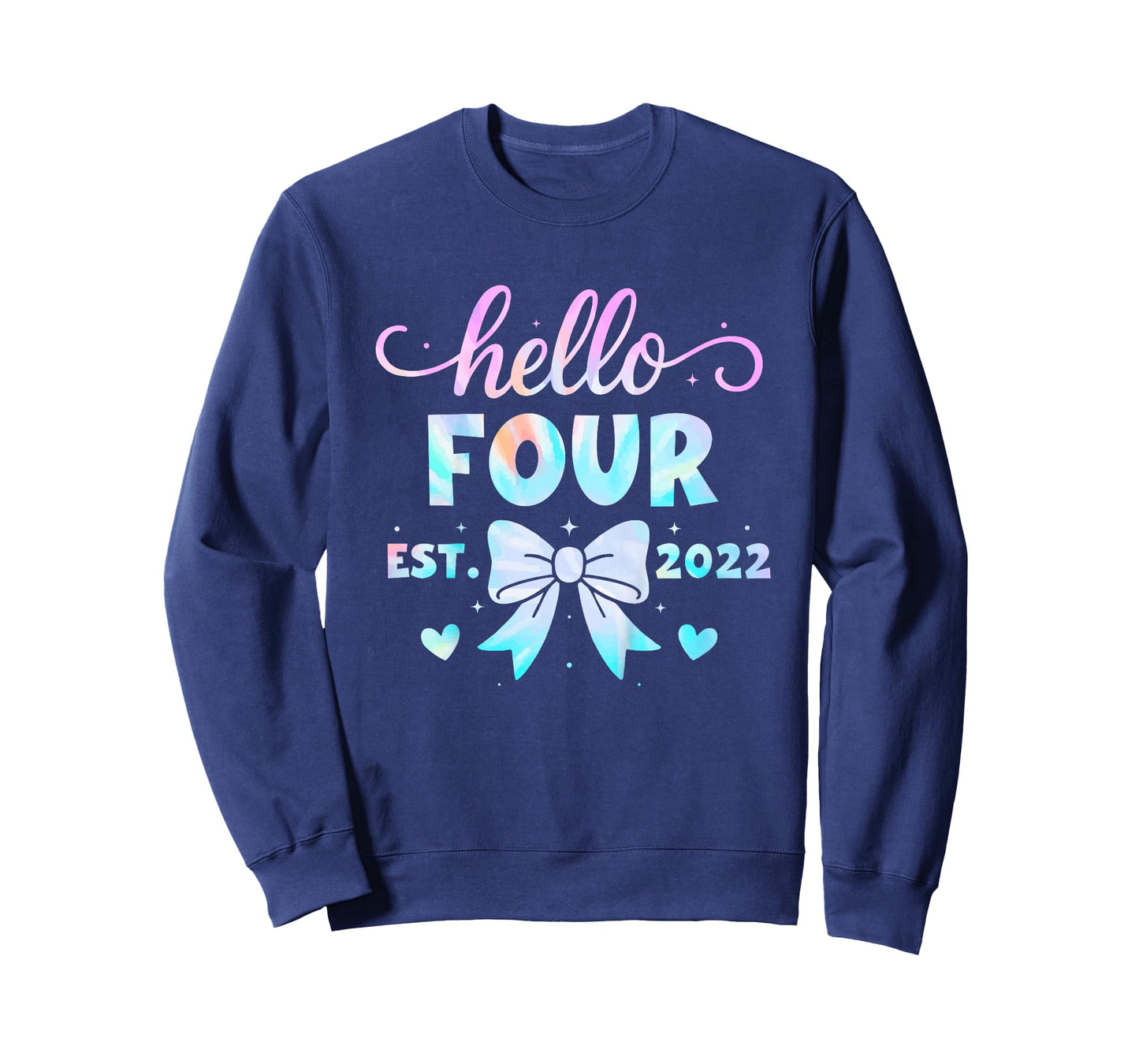 Kids Hello Four Coquette Bow 4th Birthday Girl, 4 Year Old Kids T-Shirt