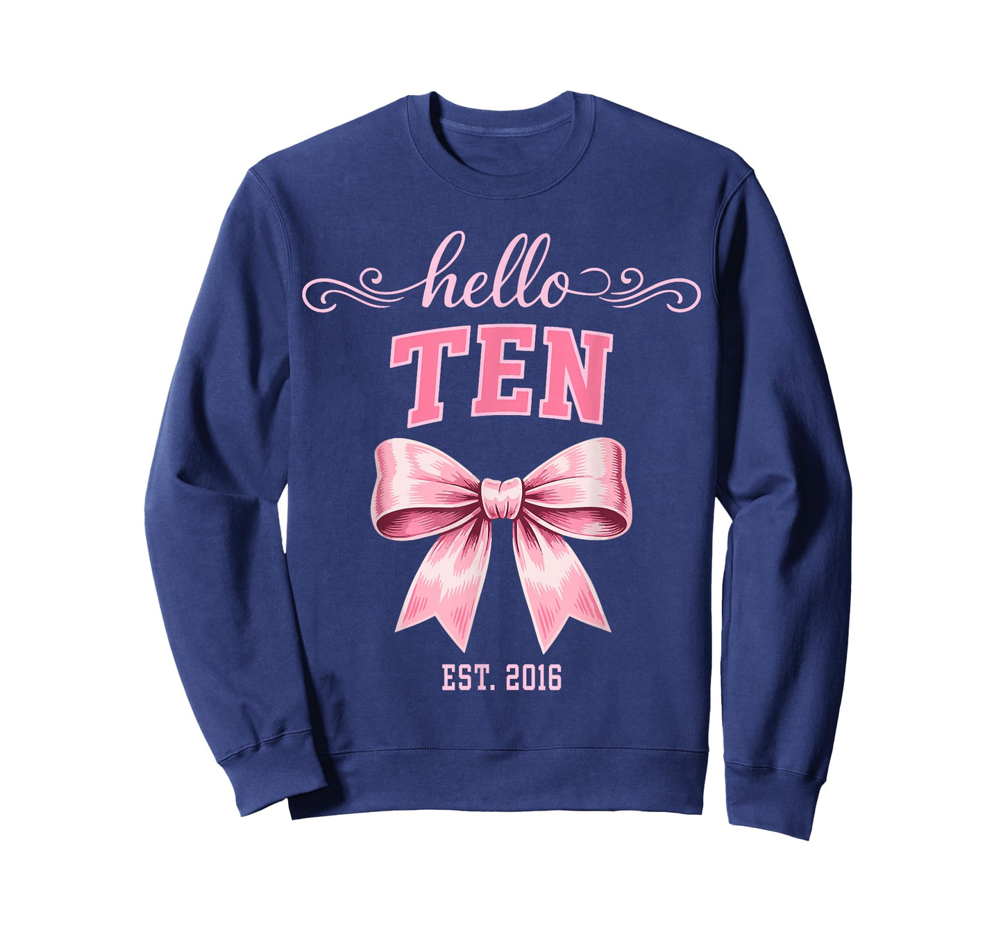 Hello Ten Est 2016 Cute Coquette Bow 10th Birthday Girls T-Shirt