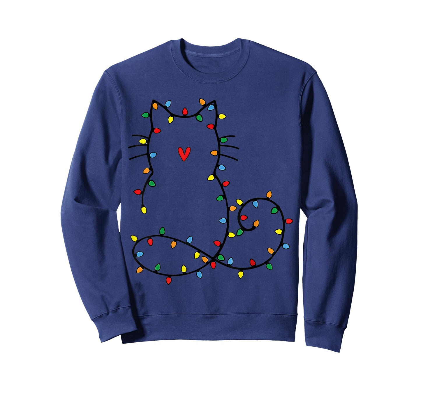 Cute Cat Christmas Light Graphic Cat Black Mom Lover T-Shirt